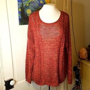 Architect 2X Red,Orange, Green, & Brown Center See Through Sweater